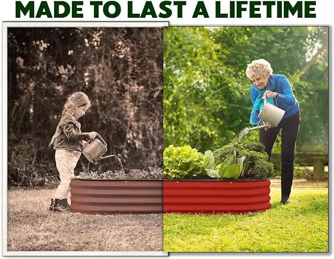 Galvanized Raised Garden Beds Outdoor // 4×2×1 ft (2-Pack) Planter Raised Beds for Gardening, Vegetables, Flowers // Large Metal Garden Box (Red) // Patented Tool-Free Design by GreenHaven Gardens