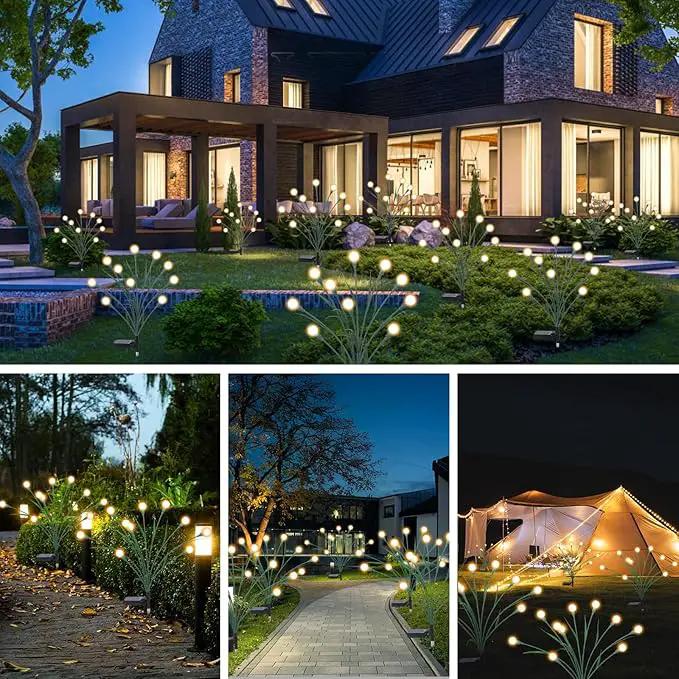 2 Packs Solar Garden Lights, New Upgraded Leaf Design 20 LED Solar Firefly Lights, Waterproof Solar Landscape In-Ground Path Lights Outdoor Decorations for Patio Yard Garden (Warm White) by GreenHaven Gardens