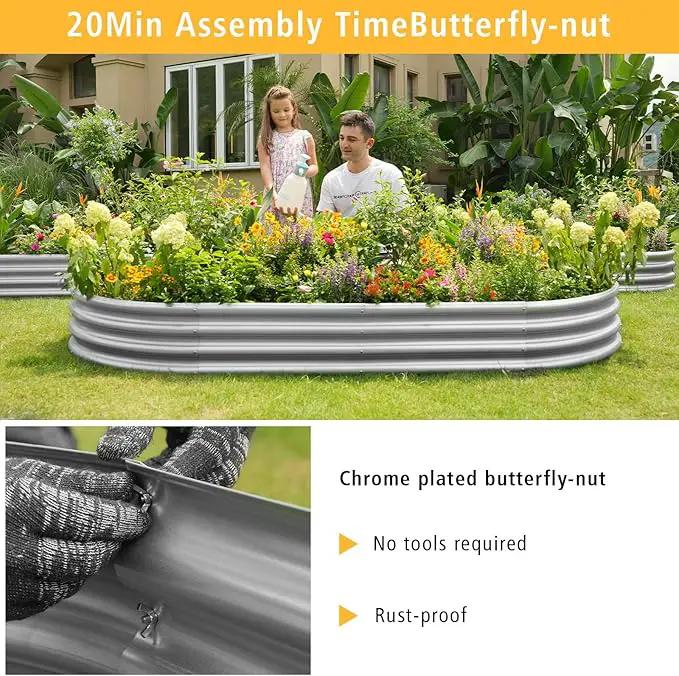 Garden 8x4x1ft Galvanized Raised Garden Bed Kit - Metal Planter Boxes for Vegetables/Herbs/Flowers, Heavy-Duty Steel Outdoor Garden Box with Reinforced Edges(8X4X1FT) by GreenHaven Gardens