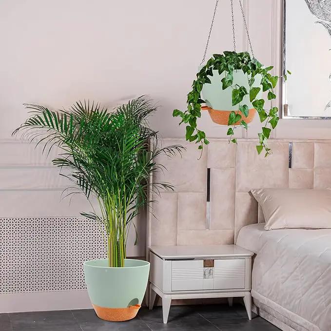 GARDIFE Large Hanging Planter, 12 inch Hanging planters for Indoor. Outdoor Plants, Self Watering Plant Pot, Plant Hanger, Green by GreenHaven Gardens