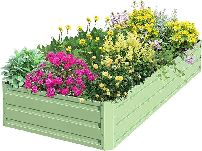 SnugNiture Galvanized Raised Garden Bed 8x4x1FT Outdoor Large Metal Planter Box Steel Kit for Planting Vegetables, Flowers by GreenHaven Gardens