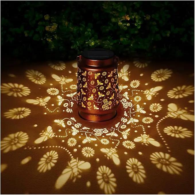 Solar Lanterns Outdoor Waterproof Bee Garden Decor Gifts for Women Mom Grandma Hanging Solar Lights Metal Solar Decoration Outside for Yard, Patio, Backyard, Porch by GreenHaven Gardens