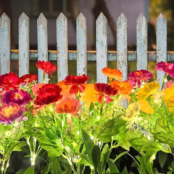Solar Flowers Lights, 2 Pack Solar Garden Lights with 14 Blooming Flowers, Waterproof Solar Outdoor Fairy Lights for Outside Yard, Garden, Pathway, Walkway, Patio, Lawn, Cemetery, Grave Decor by GreenHaven Gardens