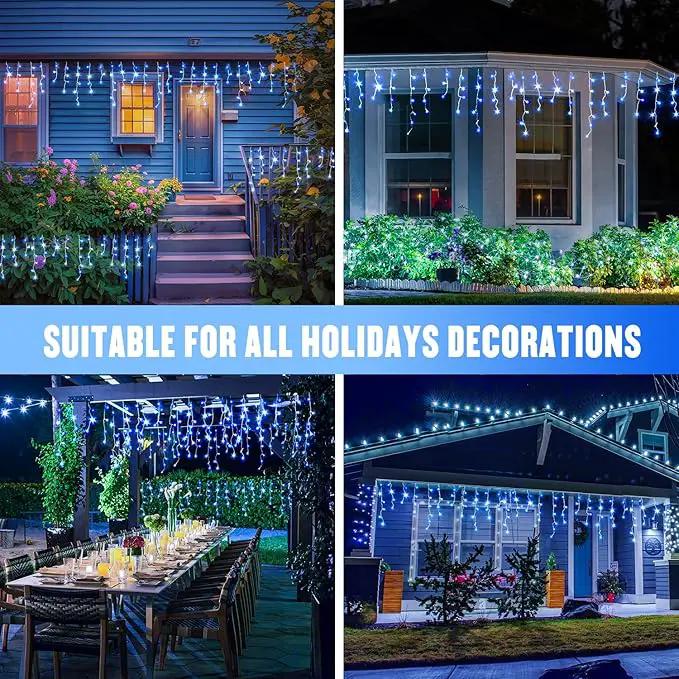 JMEXSUSS Blue&White Icicle Lights Indoor Outdoor, 38.8FT 400 LED Icicle Christmas Lights for Outside, Icicle String Lights with Remote for House Bedroom Fireplace Birthday Party Christmas Decorations by GreenHaven Gardens