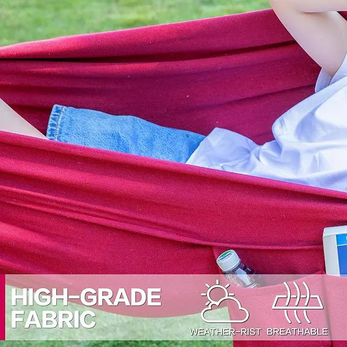 PNAEUT Double Hammocks with Stand for Outside, Portable Space Saving Heavy-Duty Steel Stand for Indoor Outdoor Patio with Carrying Bag, 450 lbs Capacity (Cherry) by GreenHaven Gardens