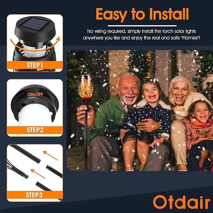 Otdair Solar Outdoor Lights, 12 Pack 12LED Solar Tiki Torches with Flickering Flame, IP65 Waterproof Mini Solar Torch Lights Auto On/Off for Garden, Patio, Yard, Pathway by GreenHaven Gardens