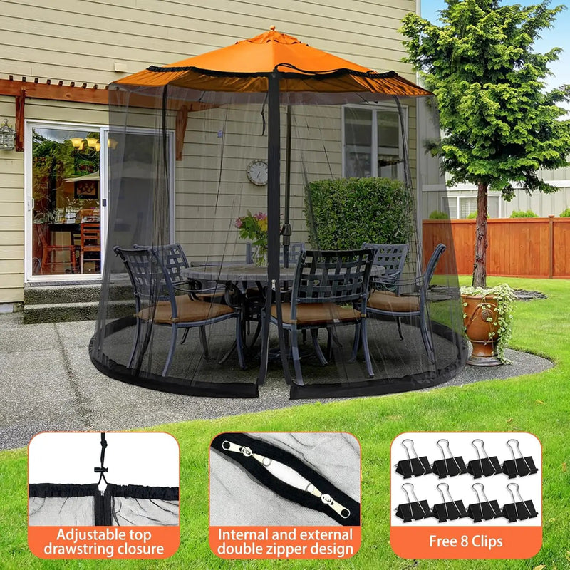 7.5-13FT Mosquito Netting for Patio - Mosquito Net for Patio Garden and Outdoor Umbrellas with Zipper and Adjustable, Umbrella Netting for Outdoor Umbrellas by GreenHaven Gardens