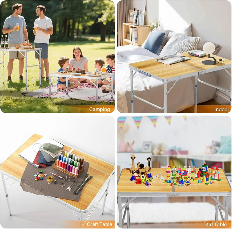 VINGLI 3FT Small Camping Table Adjustable Height Aluminum Folding Table for Picnic Party BBQ, Plastic RV Suitcase Table Portable Lightweight Fold Up Utility Outdoor Tables with Carrying Handle … by GreenHaven Gardens