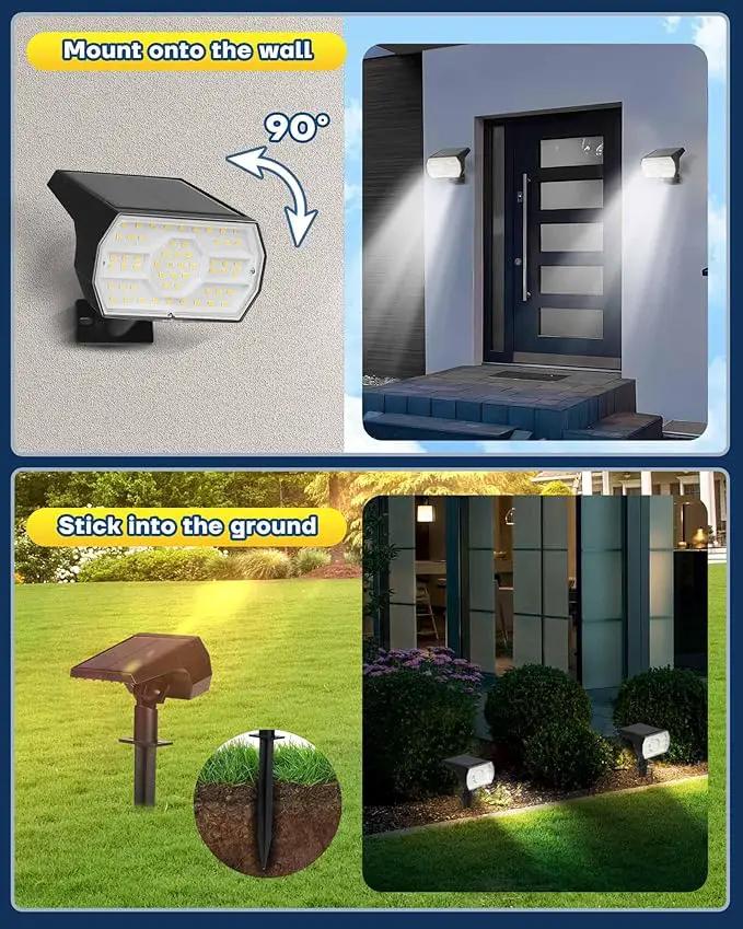Kaxiida Solar Lights Outdoor Waterproof IP68, 3 Lighting Models Solar Powered Spot Lights Outdoor, 56LED Dusk to Dawn for Yard Patio Garden Pathway Landscape Lighting by GreenHaven Gardens