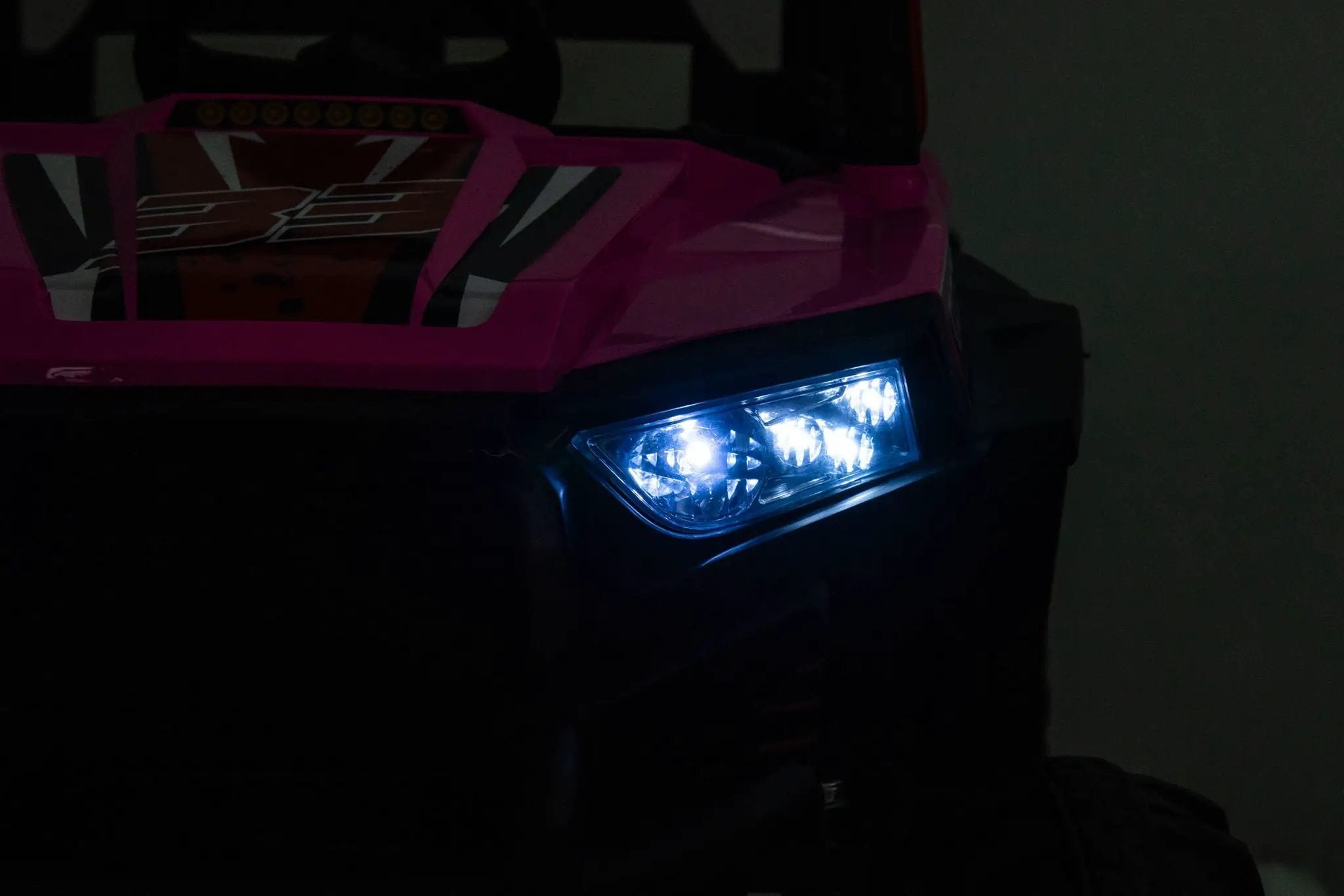 12V7A*1 30W*4 Four-Wheel Drive Seat One Button Start, Forward And Backward, High And Low Speed, Music, Front Light, Power Display, Two Doors Can Open, 2.4G R / C, Seat Belt Four Wheel Absorber by HouseOfZazla