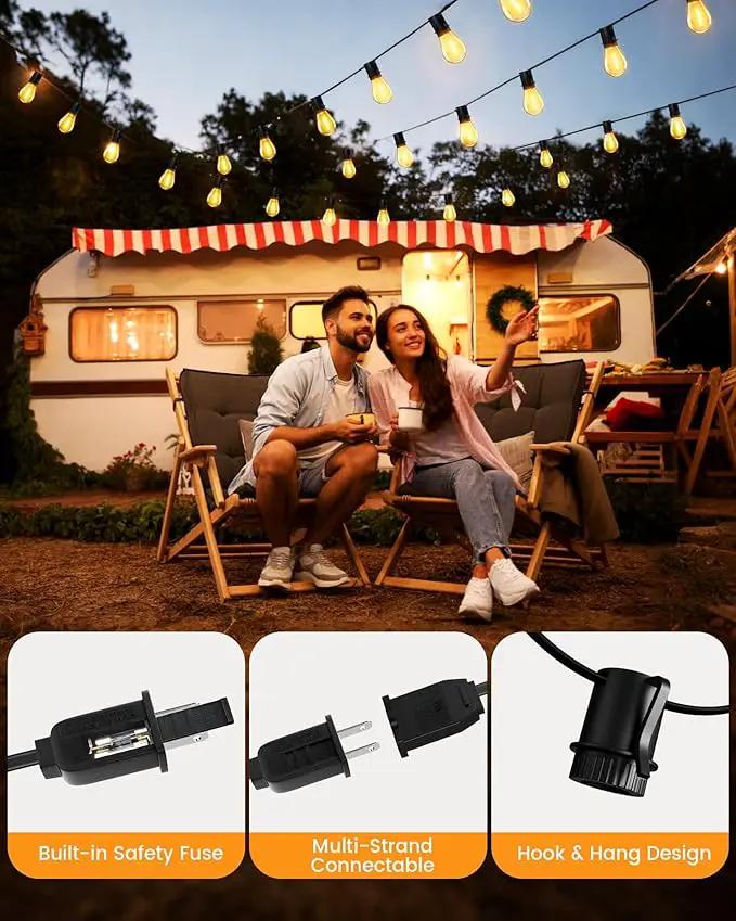 Torkase 100FT Outdoor String Lights LED, 30+2 S14 Shatterproof Bulbs, Dimmable Patio Lights, IP54 Waterproof Connectable for Pergola Lighting, Backyard, Porch,Weddings, Cafe, Party by GreenHaven Gardens