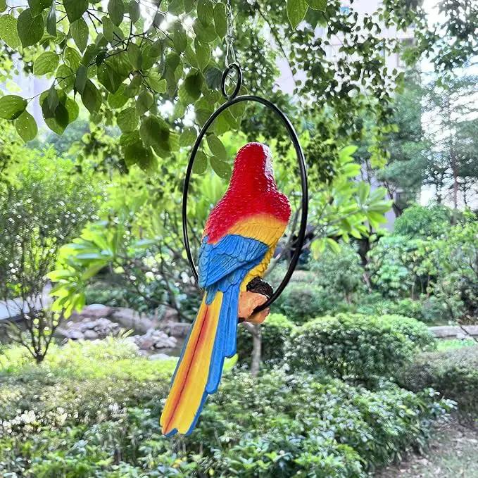 Lifelike Parrot Garden Statues Hanging Decor Ornaments Figurines Sculpture for Patio Lawn Yard, Blue Tail (Blue Tail) by GreenHaven Gardens