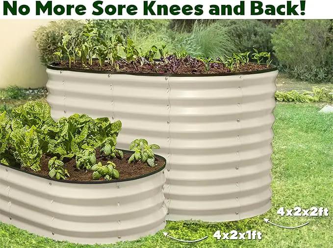 Galvanized Raised Garden Beds Outdoor // 4×2×2 ft Planter Raised Beds for Gardening, Vegetables, Flowers // Large Metal Garden Box (White) // Patented Tool-Free Design by GreenHaven Gardens