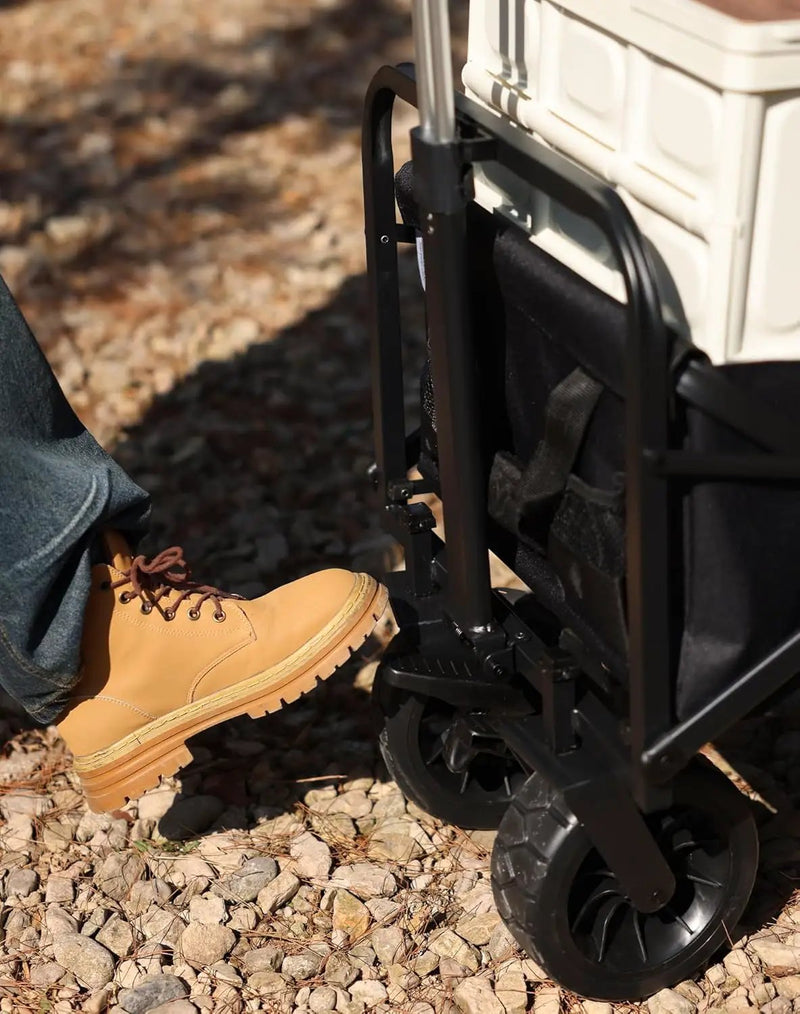 Whitsunday Collapsible Wagon with Tailgate for Camping Outdoor (Dark Grey, No Table) by GreenHaven Gardens