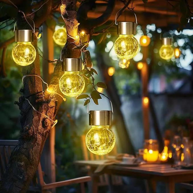 GIGALUMI 24 Pack Solar Outdoor Lights, Solar Hanging Lights for Christmas Decoration-Cracked Glass Solar Lights Outdoor Waterproof for Garden, Yard, Fence, Tree（Warm White） by GreenHaven Gardens
