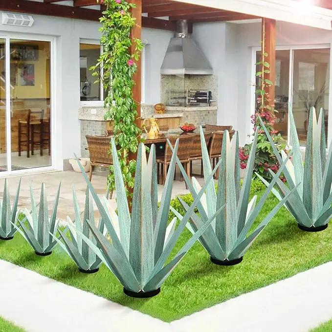 Large Tequila Rustic Sculpture, Rustic Metal Agave Plants for Outdoor Patio Yard, Home Decor Hand Painted Metal Agave Garden Yard Statue, Outdoor Lawn Ornaments (Mint Green - M) by GreenHaven Gardens