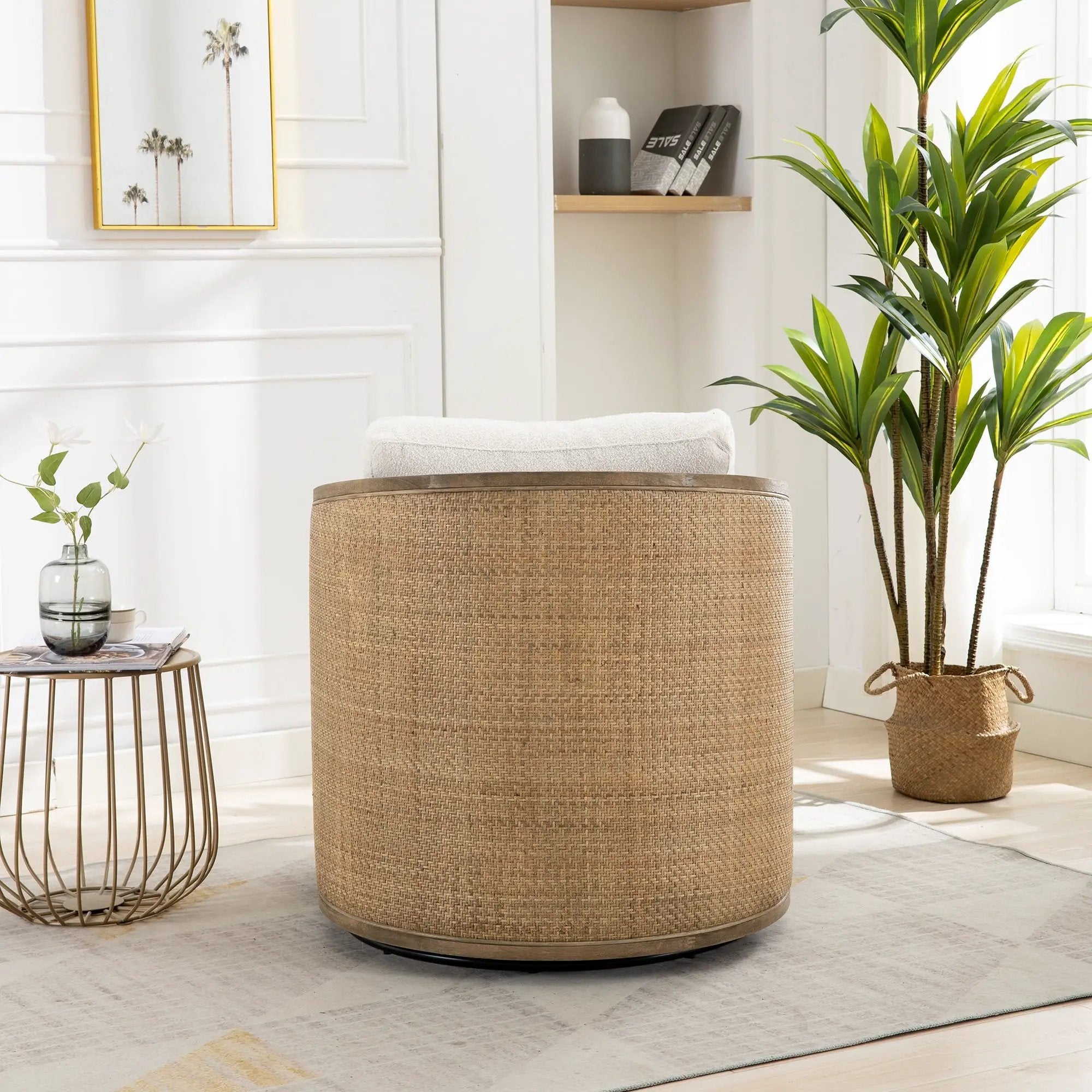 Barrel, Comfy Round Accent Sofa Chair With 360 Degree Swivel, Leisure Arm by HouseOfZazla