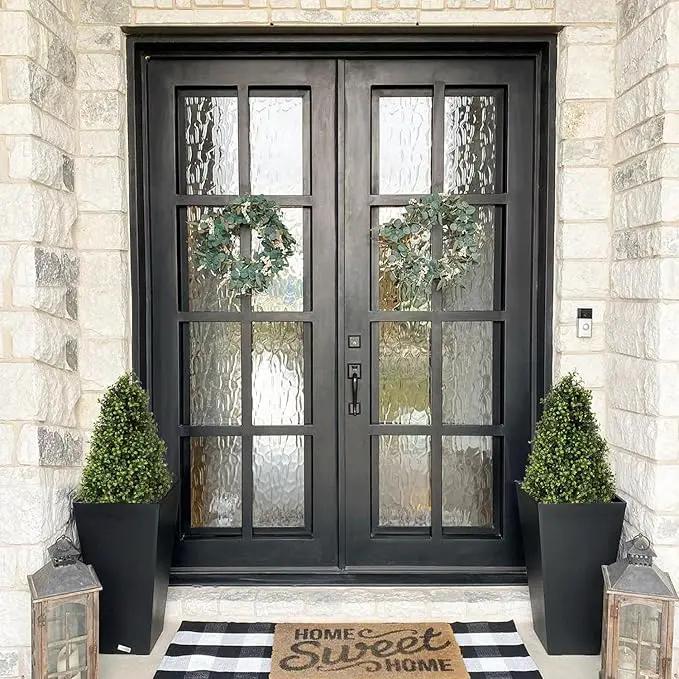 30" Artificial Boxwood Topiary Trees Outdoor Set of 2 - UV Resistant Faux Plants for Front Porch Outside Planter, Realistic Fake Cone-Shaped Bushes & Shrubs 2.5ft by GreenHaven Gardens