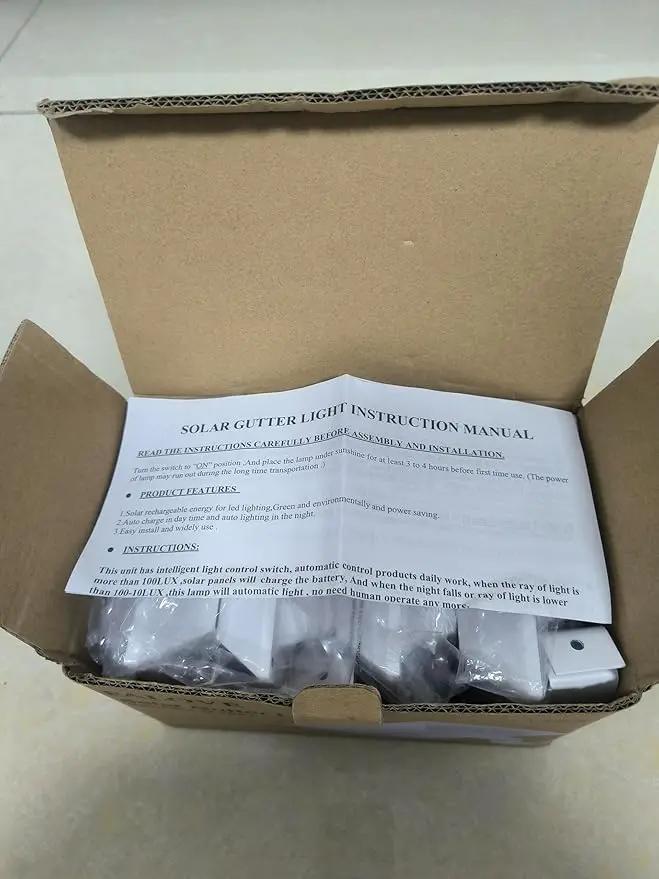 4 Pack White Solar Powered Gutter Lights Outdoor Decorative Waterproof 12 LEDs Yard Lamp for Lighting Fence, Railing, Outside Wall, Deck, Garden, Path, Backyard, Walkway, Patio, Holeless Installation by GreenHaven Gardens
