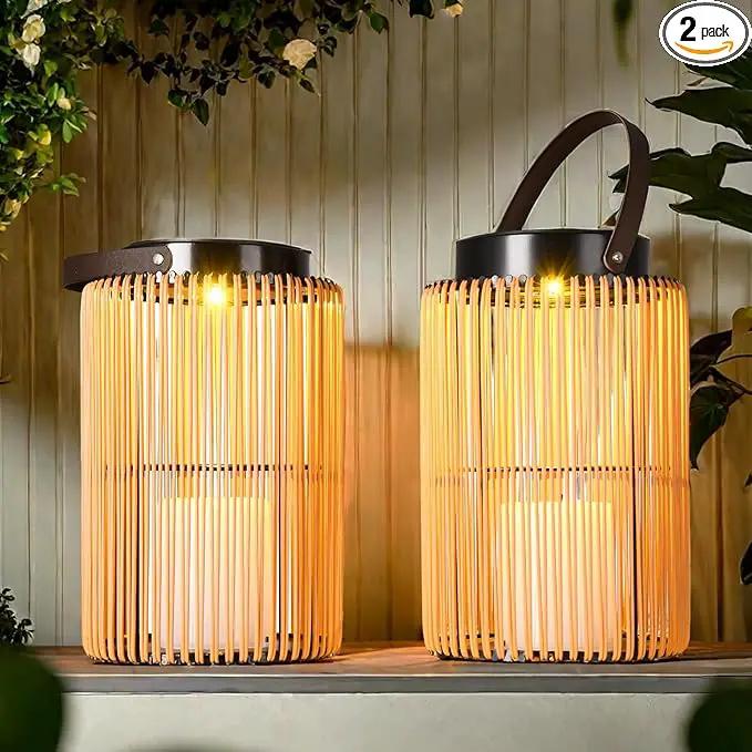2 Pack Solar Lanterns for Outdoor Waterproof, ZBLUXBZ Outdoor Table Lamp for Outside Hanging Solar Lights, LED Garden Cordless Lights Perfect for Patio and Pathway Lighting (11-inch Height, Yellow) by GreenHaven Gardens