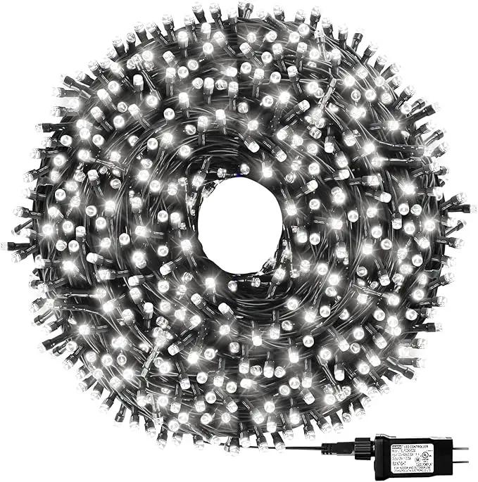 1000 LED 328ft 8 Modes with Timer Christmas String Lights IP55 Outdoor Waterproof UL Certificated Indoor Fairy Lights Garden Patio Wedding Christma Trees Parties Decoration White Light by GreenHaven Gardens