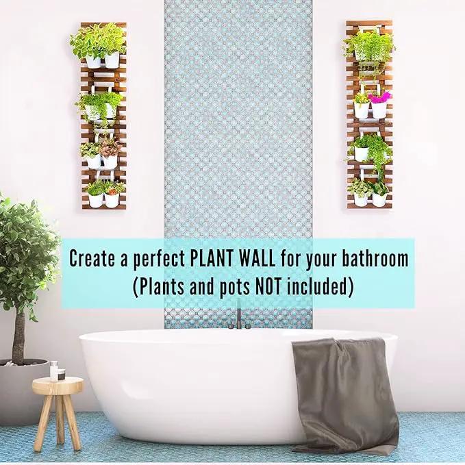 ShopLaLa Wall Planter - 2 Pack, Wooden Hanging Large Planters for Indoor Outdoor Plants, Live Vertical Garden, Plant Wall Mount Flower Pot Holder Hanger Stand Green Herb Wall Decor 47.2" (120cm) by GreenHaven Gardens