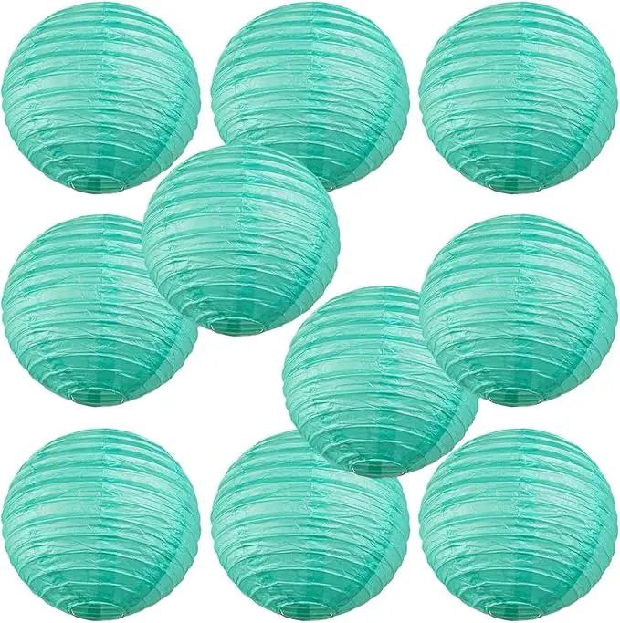 WYZworks - Round Paper Lanterns 10 Pack (Sea Green, 14") - Hanging Paper Lanterns Lamp for Wedding, Birthday, Party and Home Decorations with 8", 10", 12", 14", 16" Option by GreenHaven Gardens