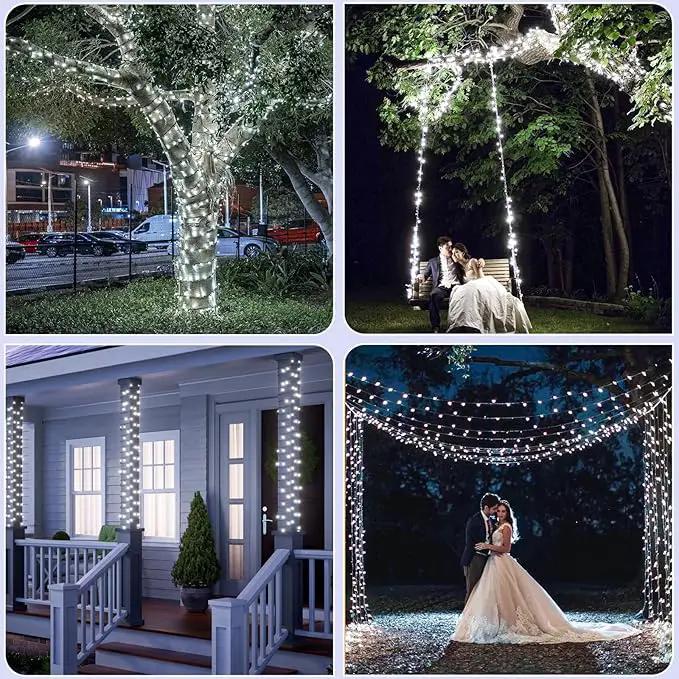 2 Pack Solar String Lights for Outside, Each 79Ft 240 LED Solar Lights Outdoor, 8 Modes Waterproof Solar Powered Christmas Twinkle Light for Backyard Patio Tree Party Garden Decoration, White by GreenHaven Gardens
