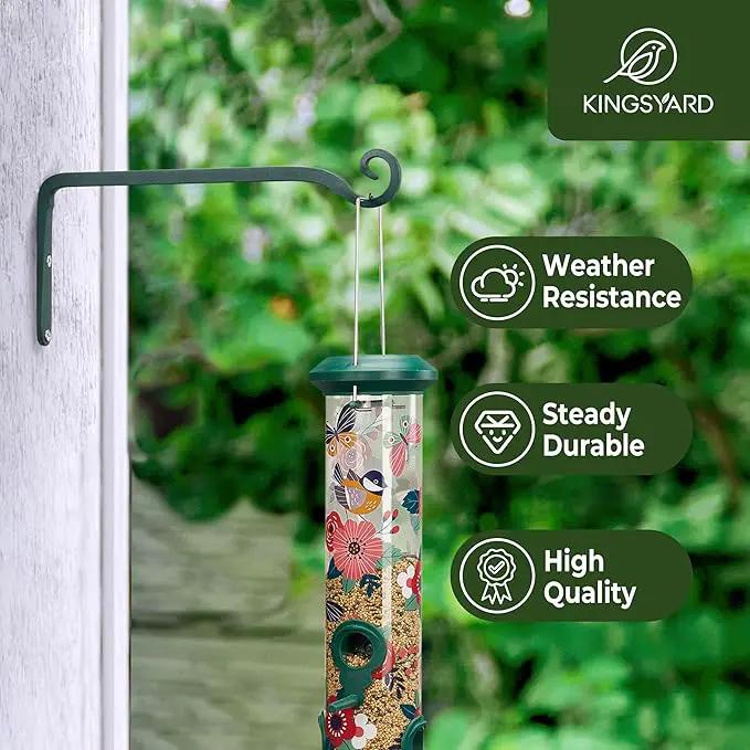 Kingsyard 2-Pack Wall Plant Hanger Outdoor - Heavy Duty Metal Hanging Bracket Hooks for Hanging Plant Bird Feeders Lanterns Wind Chimes Outdoor & Indoor, 6-Inch/Green by GreenHaven Gardens