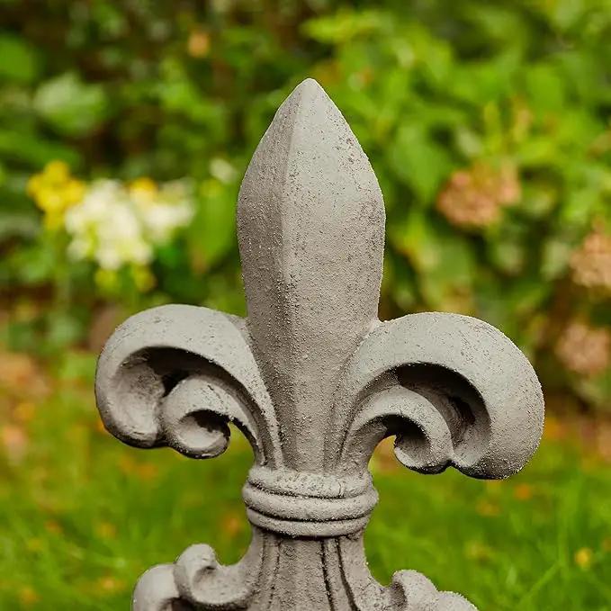 Glitzhome Fleur De Lis Garden Statue MGO Outdoor Decration, 21.25" H, Concrete Grey by GreenHaven Gardens