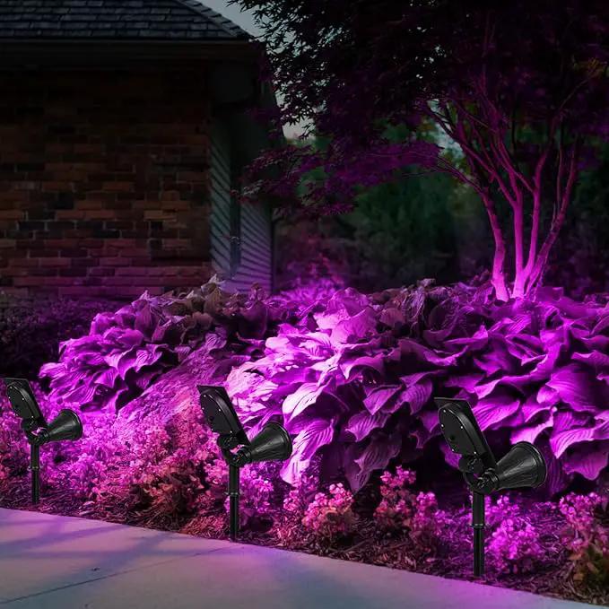 T-SUN Solar Spotlights, 4 LED Solar Waterproof Outdoor Landscape Lights, Auto-on/Auto-Off by Day, 180 Angle Adjustable for Tree, Patio, Yard, Garden, Driveway, Stairs, Pool Area(Purple-1Pack) by GreenHaven Gardens