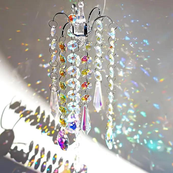 H&D HYALINE & DORA Chandelier Wind Chimes AB Coating Crystal Prisms Hanging Suncatcher Pendant Home Decor Gifts by GreenHaven Gardens