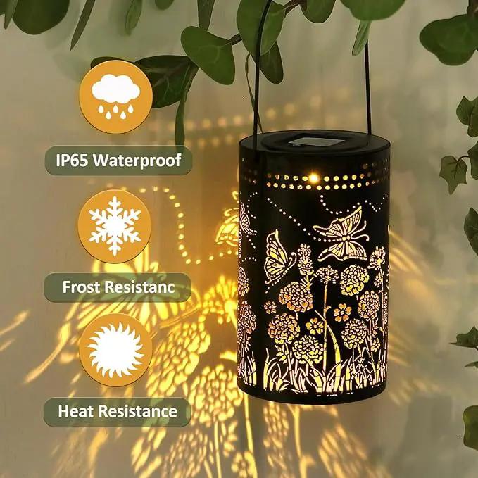 Butterfly Solar Lanterns Outdoor Waterproof, Metal Hanging Lantern for Yard, Patio, Backyard, Porch – Birthday Gifts for Women, Mom, Grandma, Butterfly Garden Decor for Lawn, Pathway, Landscape by GreenHaven Gardens