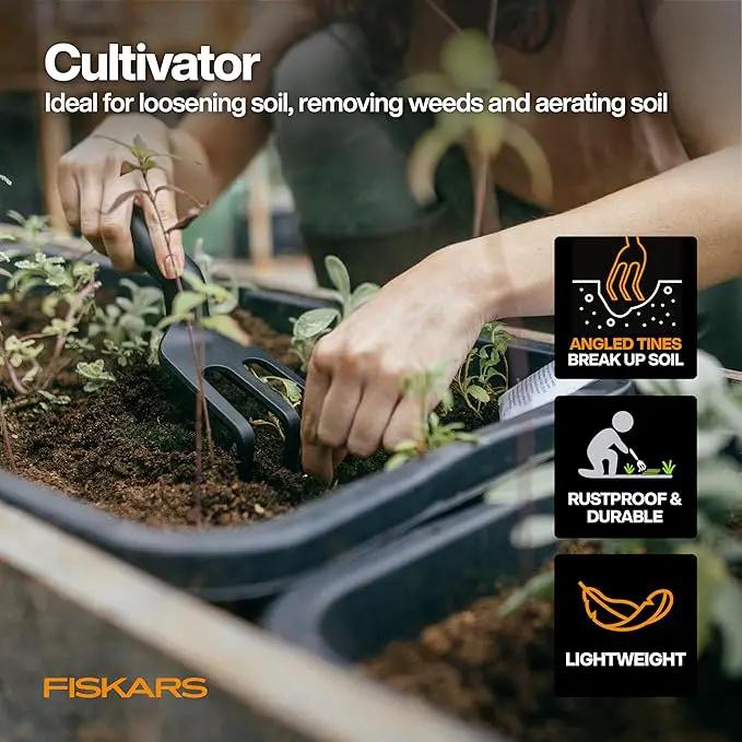 Fiskars Flower Gardening Tool Gift Set with Floral Pruner, Trowel, Cultivator, Garden Gloves, and Ultra-Light Kneeling Cushion for Outdoor Use (5 Piece Kit) by GreenHaven Gardens