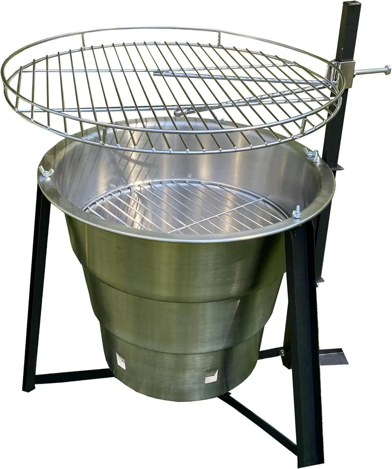 18-Inch Portable Campfire Pit & Grill - Stainless Steel Fire Pit with Raised Edge Grilling Rack by GreenHaven Gardens