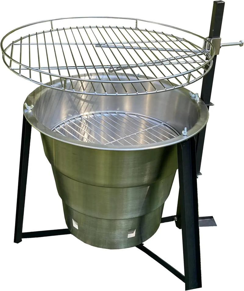 18-Inch Portable Campfire Pit & Grill - Stainless Steel Fire Pit with Raised Edge Grilling Rack by GreenHaven Gardens