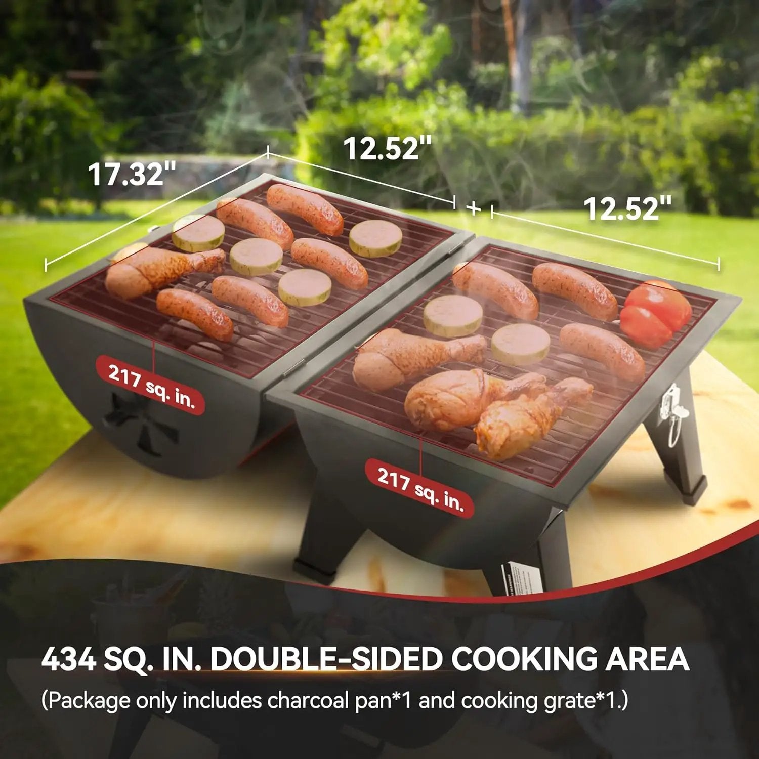 Royal Gourmet CC1619 Portable Tabletop Charcoal Grill, Convertible Lid-to-Grill Zone, Outdoor Compact Barrel BBQ Grill with 217 Sq. In. Grilling Space for Backyard, Patio and Parties, Black by GreenHaven Gardens