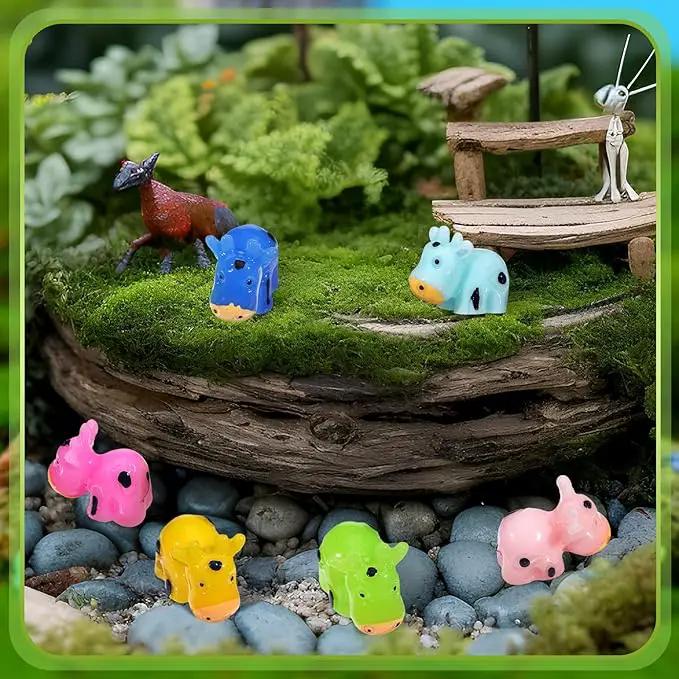 Liliful 200 Mini Resin Cows Bulk Small Plastic Cows Figurines Cute Miniature Cows Animals Figurines Ornament for Moss Landscape Decoration Dollhouse Garden DIY Crafts Accessories by GreenHaven Gardens
