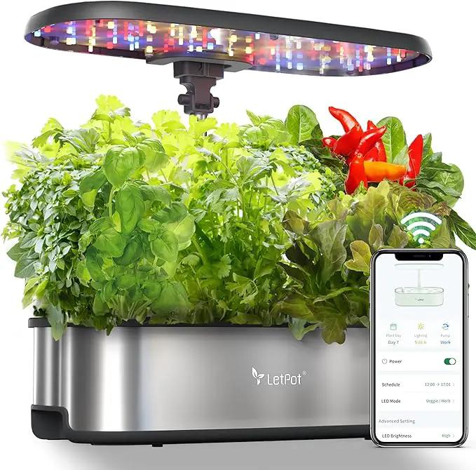 LetPot LPH-SE Hydroponics Growing System, 12 Pods Smart Herb Garden Kit Indoor, Indoor Garden, APP & WiFi Controlled, with 24W Growing LED, 5.5L Water Tank, Pump System, Automatic Timer by GreenHaven Gardens