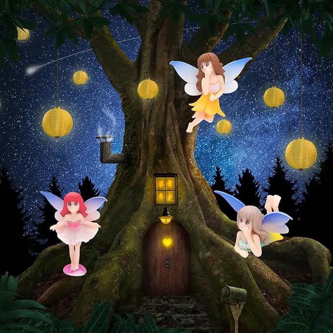 ONEST 6 Pieces Miniature Fairy Garden Accessories Small Fairy Figurines Hand Painted Fairy Figures Girl Fly Wing Figurines for Car Decor Fairy Garden Flower Pot Birthday Cake Topper by GreenHaven Gardens