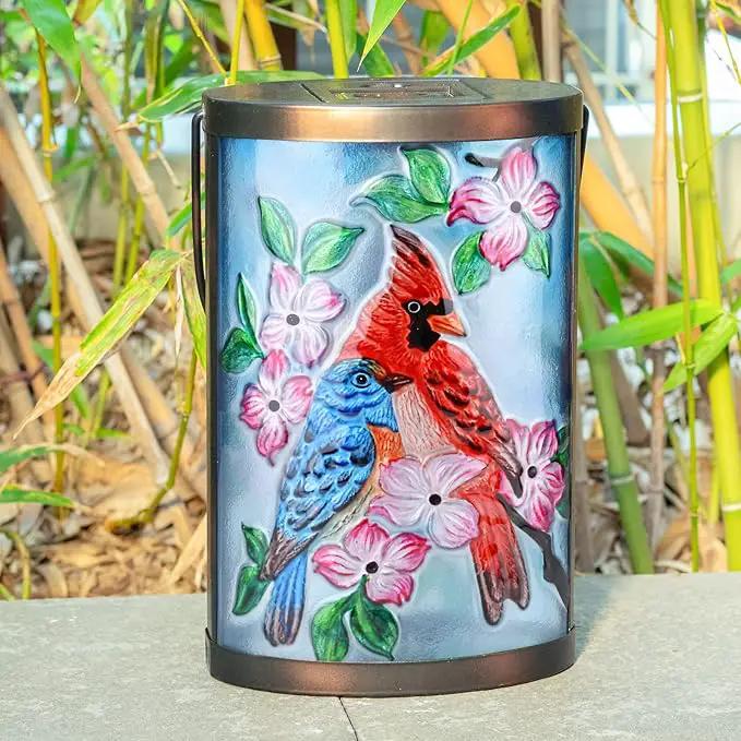 Hanging Solar Lantern Outdoor Bluebird Waterproof LED Cardinal Light Decorative Tabletop Lamp for Patio Garden Yard Decor by GreenHaven Gardens