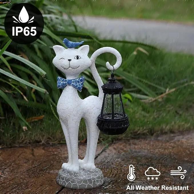 Solar Outdoor Garden Statues Light,Cat Figurines with Cute Birds Garden Sculpture Decor, Unique Christmas Gifts for Women, Men or Daughter, Housewarming Gifts and Yard Decoration by GreenHaven Gardens