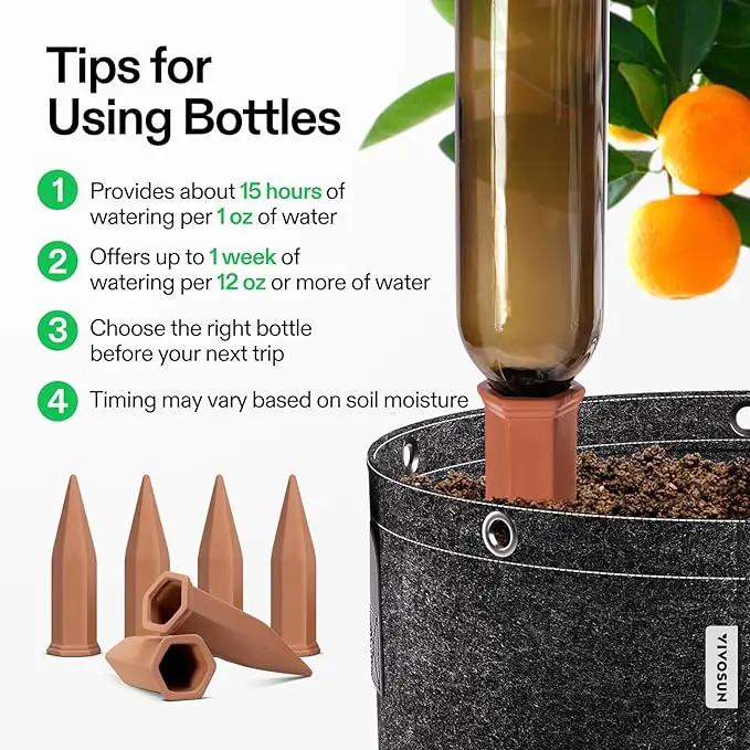 VIVOSUN 10Pcs Self-Watering Spikes, 7 Inch Hexagonal Terracotta Watering Stakes, Auto-Water Device, Planter Insert for Indoor & Outdoor Potted Plants, 10-Pack by GreenHaven Gardens
