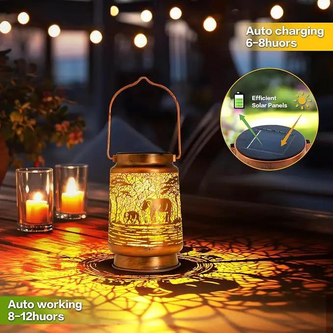 Solar Lanterns Outdoor Garden Decor, Gifts for Women, Mom, Grandma, Birthday, Thanksgiving, Decorative Waterproof Hanging Metal LED Light for Yard, Patio, Lawn, Landscape, Backyard (Elephant) by GreenHaven Gardens