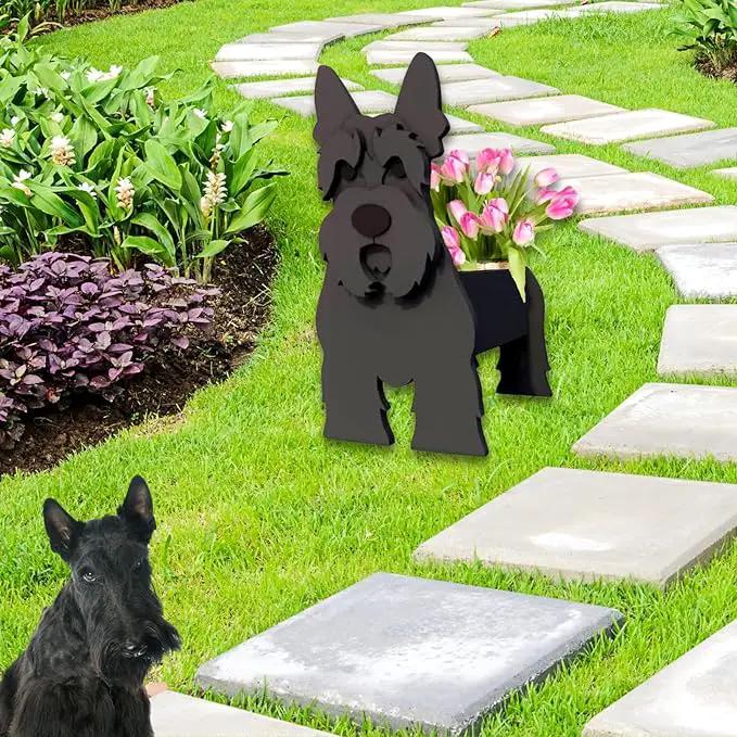 Scottish Terrier Dog Planter Plant Pots,Cute Garden Dog Flower Planter,Dog Planters Birthday Gifts for Women,Office,Indoor/Outdoor Decor（9.45 * 6.61 * 13.39in） by GreenHaven Gardens