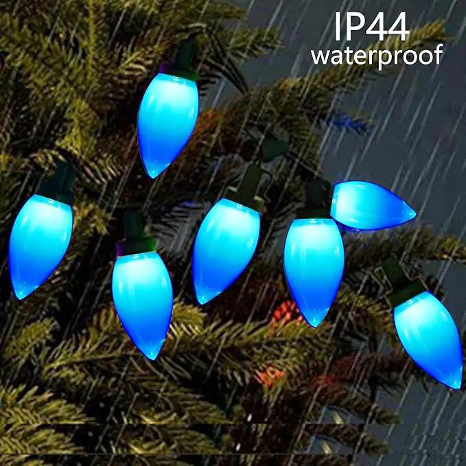 C9 Christmas Lights Outdoor 50 LED Blue Strawberry 34.5ft Waterproof Xmas String Light for Garden Yard Home Party Holiday Christmas Tree Indoor Decoration(Blue) by GreenHaven Gardens