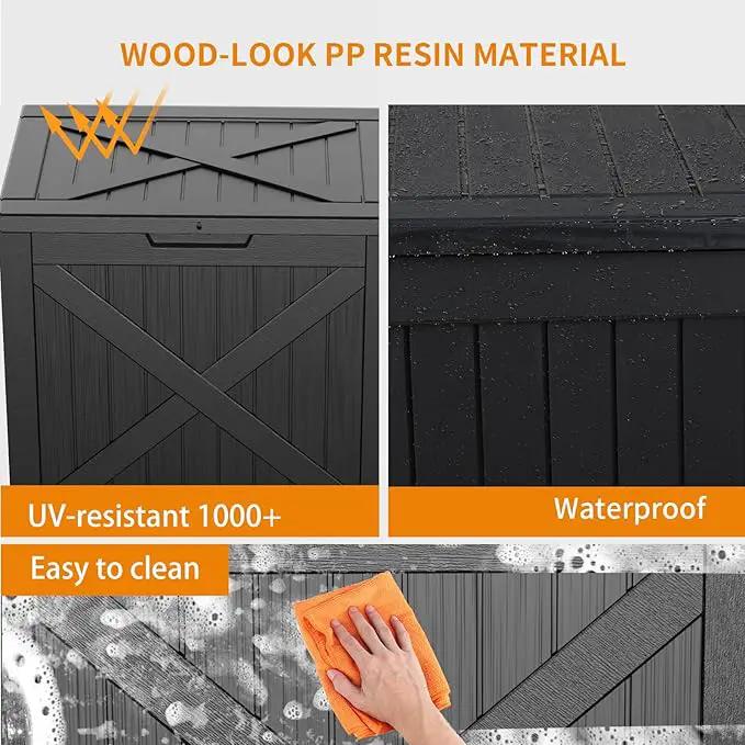 32 Gallon Outdoor Deck Box,Storage Lockable Waterproof Patio Furniture,Garden Tools,Cushions,Pool Accessories Outside Storage Resin Box(Blackn) by GreenHaven Gardens