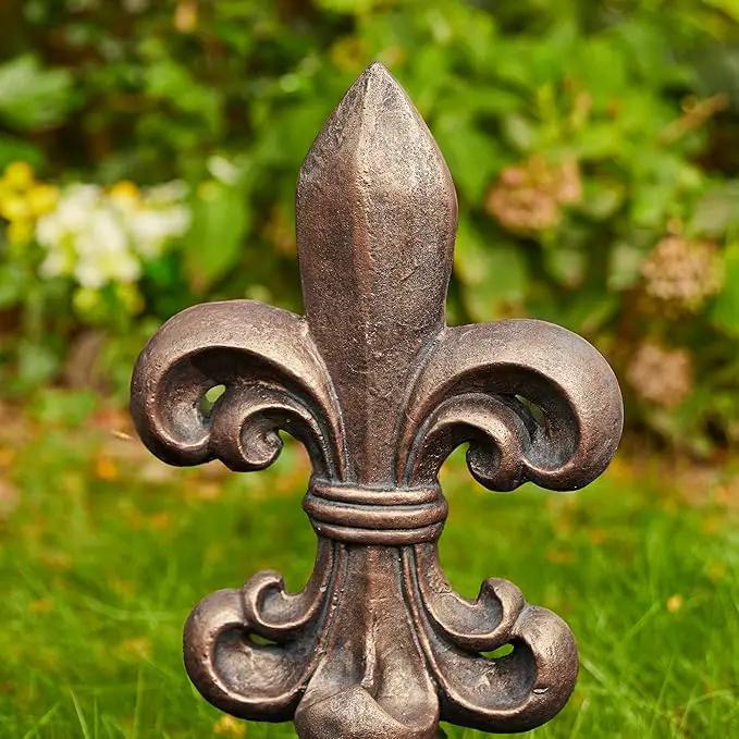 Glitzhome Fleur De Lis Garden Statue MGO Outdoor Decration, 21.25" H, Bronze by GreenHaven Gardens