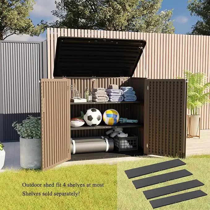 KINYING Larger Outdoor Storage Shed Weather Resistance, Resin Sheds & Outdoor Storage for Garden, Patios, Backyards, 48 Cu.Ft Tool Shed for Garbage Cans, Lawn Mower, Garden Tools,Brown by GreenHaven Gardens