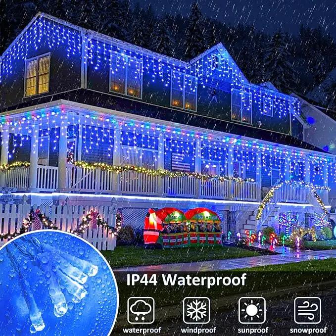 Christmas Icicle Lights Outdoor, 66ft 640 LED Icicle Lights for Outside with 8 Modes Timers, Waterproof Plug in Connectable Twinkle Light for Indoor Window Patio Yard Wedding Decorations, Blue by GreenHaven Gardens